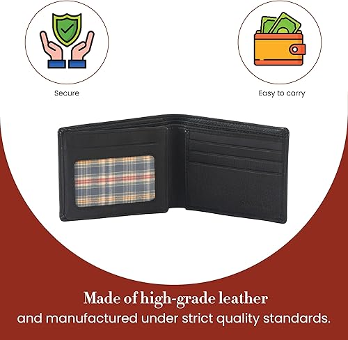 Miniatura 5 de Style n Craft Billetera plegable para hombre con solapa lateral en piel de grano completo, color negro, dimensiones (cerrada) 4-12"W X 3-12"H X 38" D