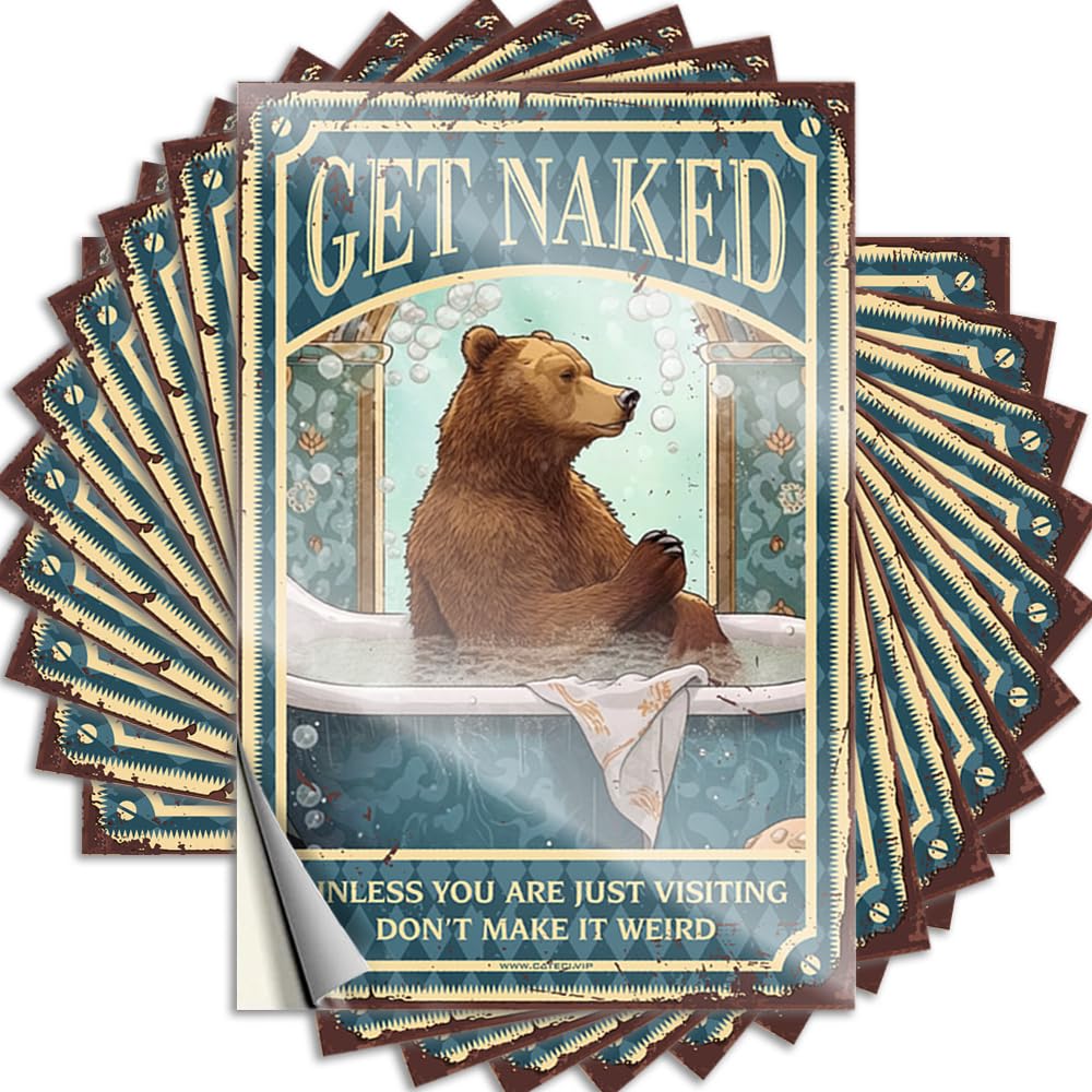 Decals Stuff Waterproof Vinyl Sticker | Bear Bath Get Naked Unless You are Just Visiting Don’t Make It Weird Cheap Case for Quick DIY Projects(6X9CM)