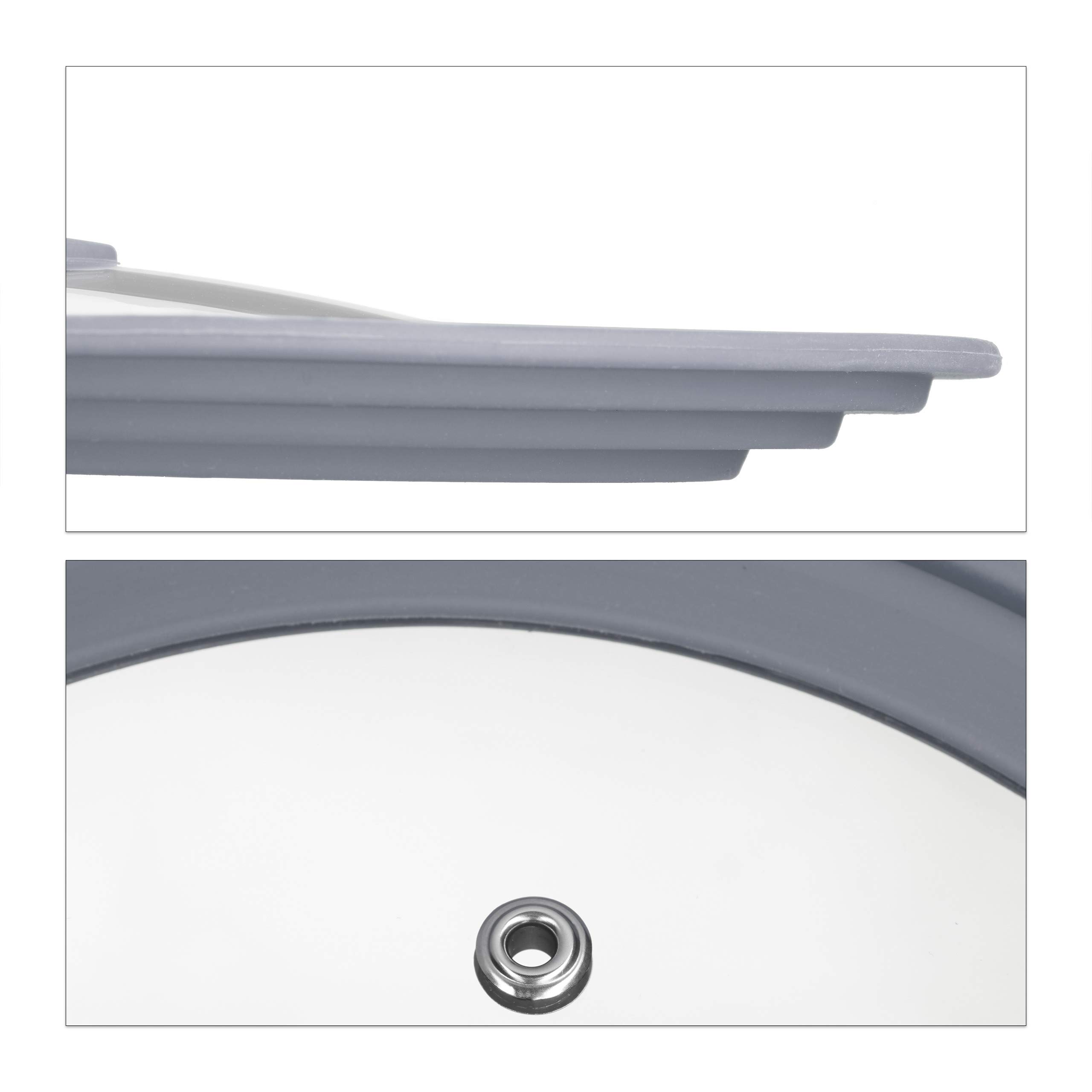 Relaxdays Coperchio Universale, con Bordo in Silicone & Foro per il Vapore per Pentole e Padelle Ø 20 - 24 cm, Grigio
