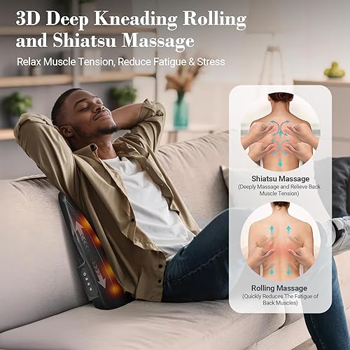 Miniatura 2 de Masajeador Shiatsu inalámbrico de espalda baja Masajeador de espalda baja 4D para aliviar el dolor de tejido profundo, masaje portátil con