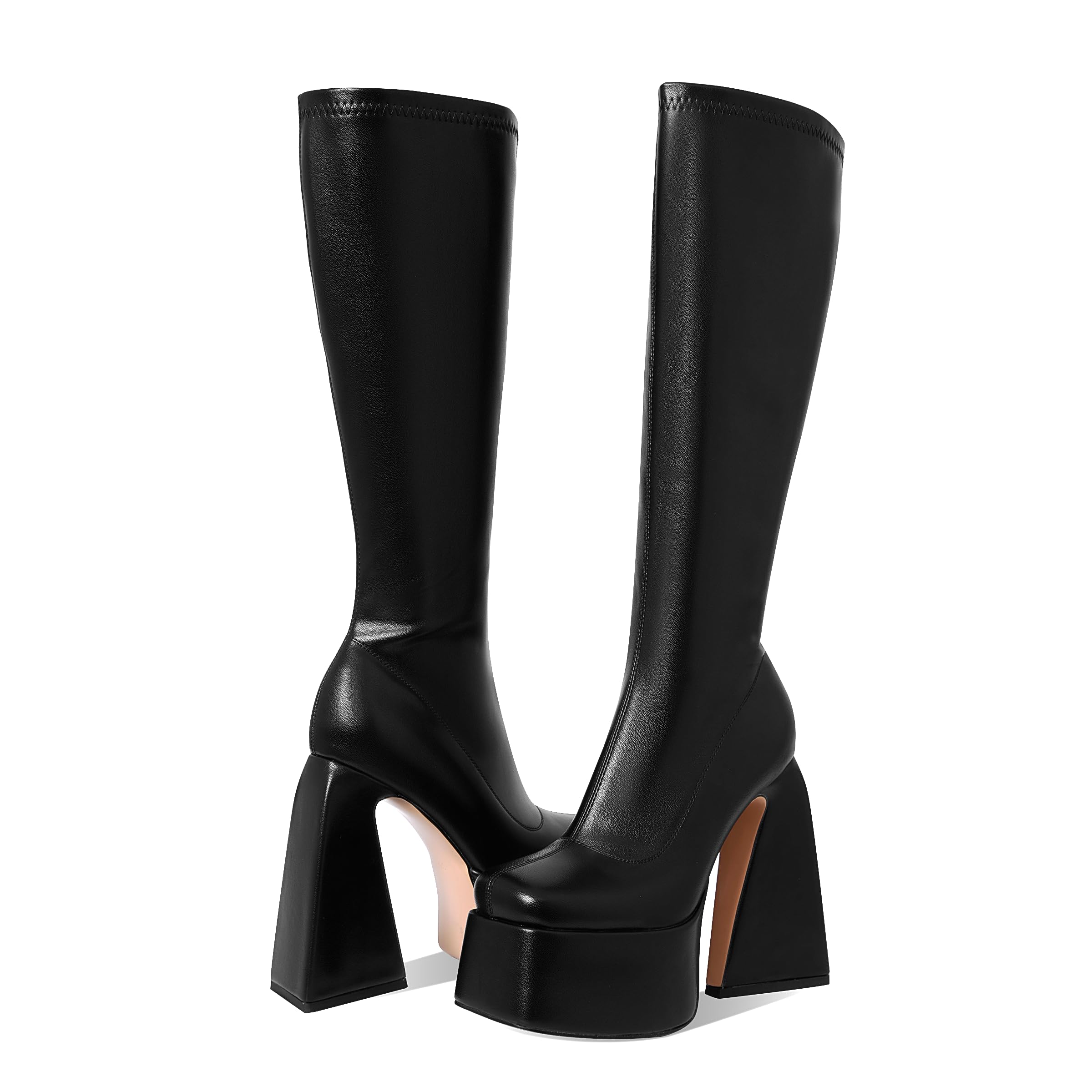 CALLNE】Squaretoe Sidezip Heelboots