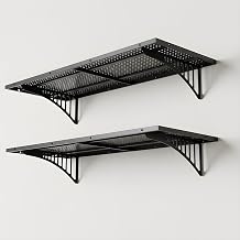 2-Pack 1.6x4FT Garage Wall Shelving, Metal Garage Shelves Wall-Mounted, 600 lbs Capacity Heavy Duty Floating Shelves, Black