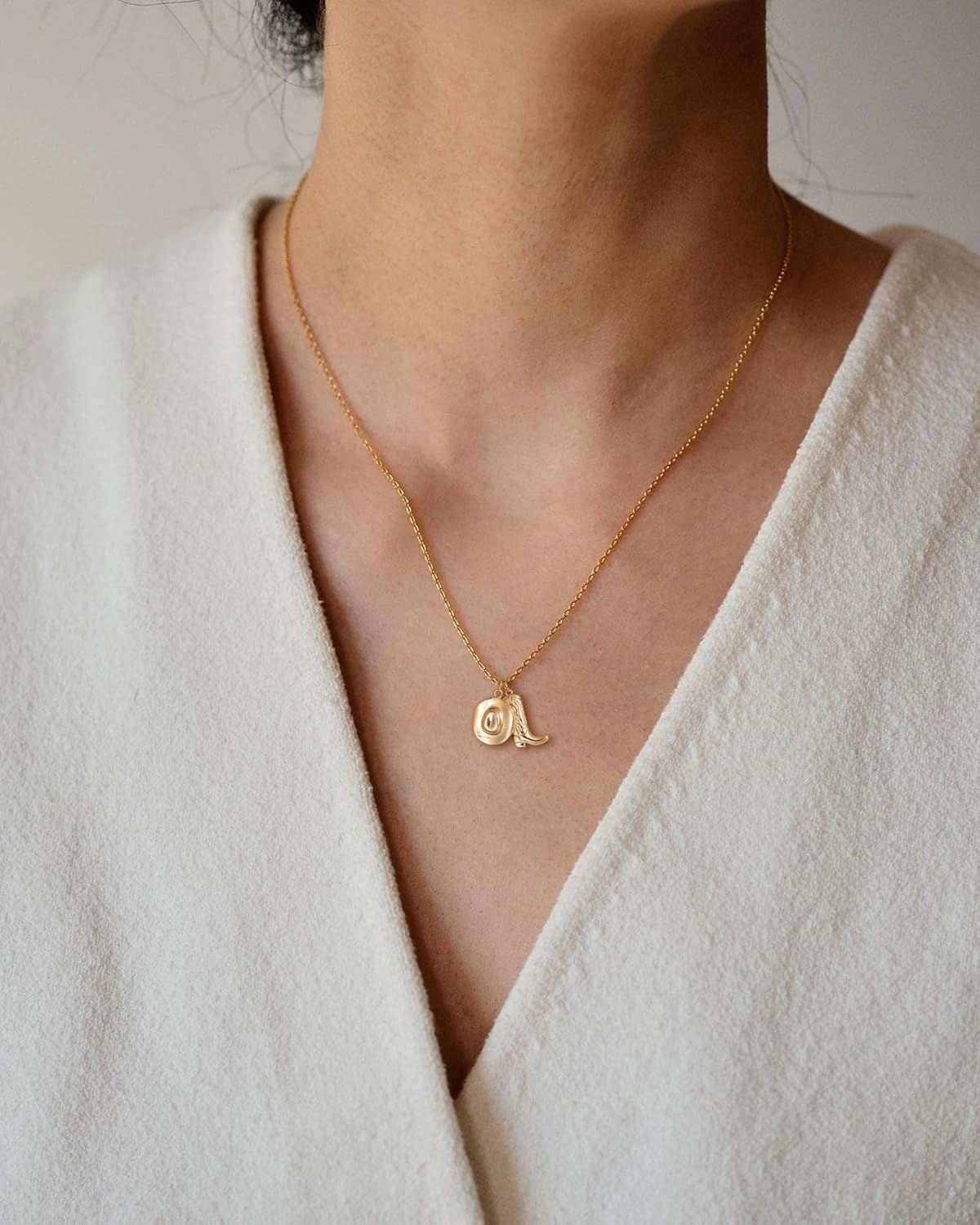 Dainty Gold Necklace: 14k Gold Plated Dianty Boots Bow Sun Moon Horse Evil Eye Conch Seahorse Necklace for Women 16.5"+2" - Image 2