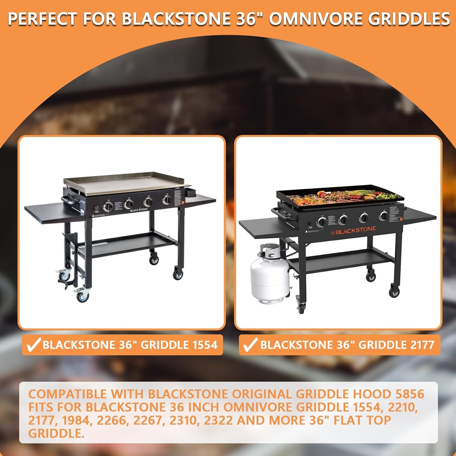 Upgrade Hinged Lid for Blackstone 36" Omnivore Griddle Hood,5856 Visualized Tempered Glass Hard Cover for Blackstone Lid 1554 2210 2177 1984 etc. 36 Omnivore Flat Top Griddle Accessories w/Thermometer