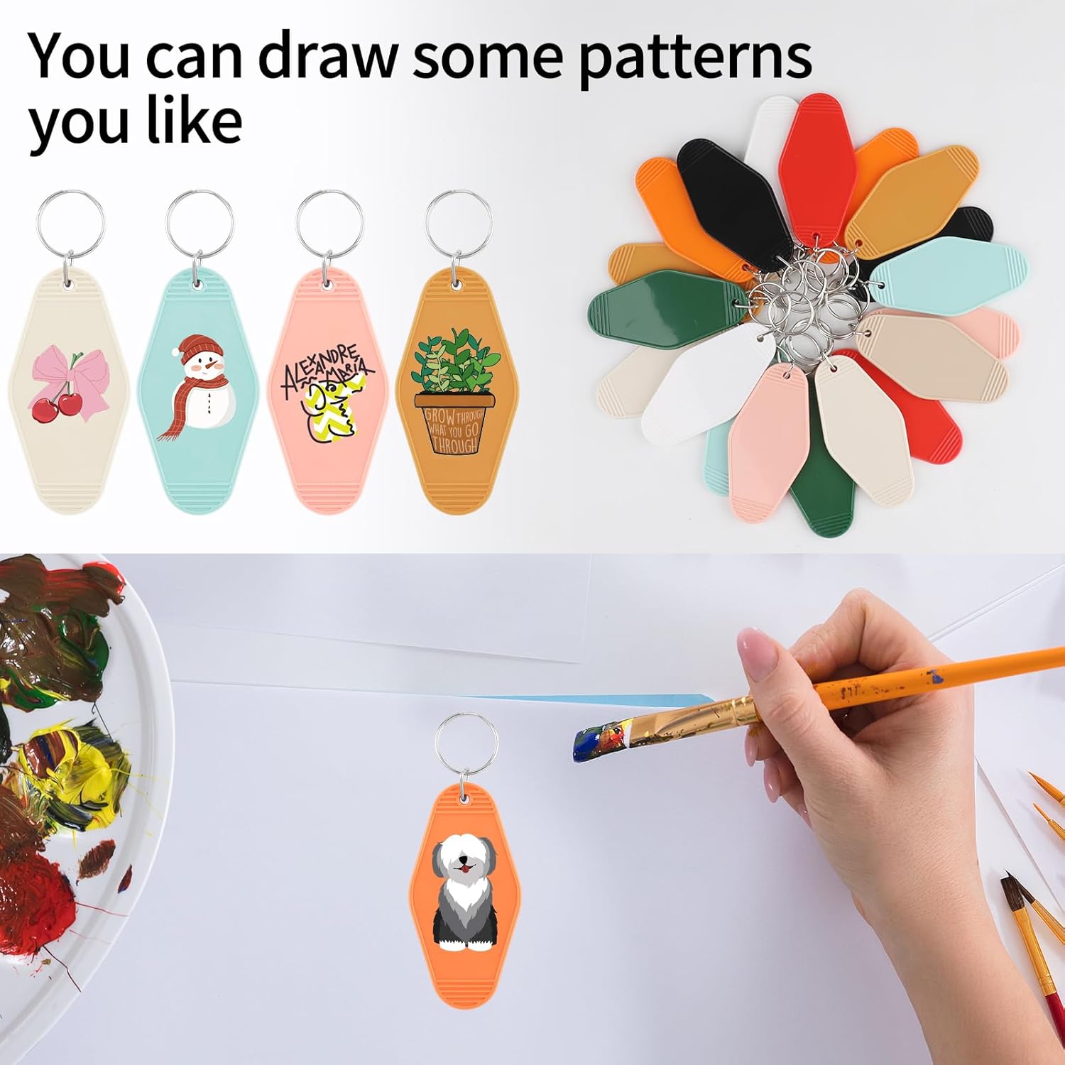 40 PCS Hotel Keychain Blank with Key Rings, 10 Colors Plastic Rhombus Vintage Motel Keychains Blank for DIY Sublimation Luggage Tag Label Craft Gifts Decorations - Image 5