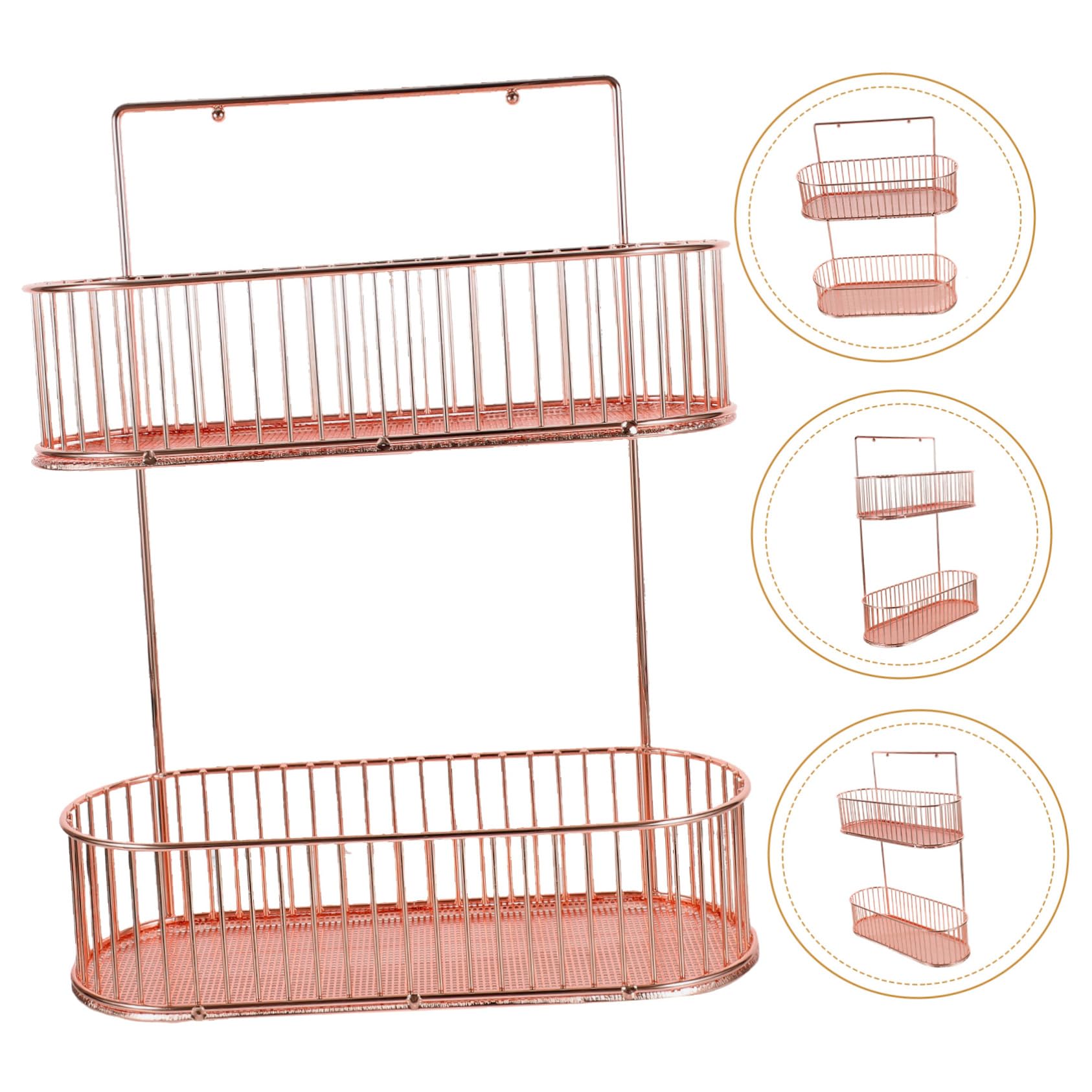 Luxshiny Mensola a Muro Doppio Strato in Ferro senza Foratura per Cucina e Bagno, Porta Spezie e Organizer Facile da Installare e Rimuovere, la Casa