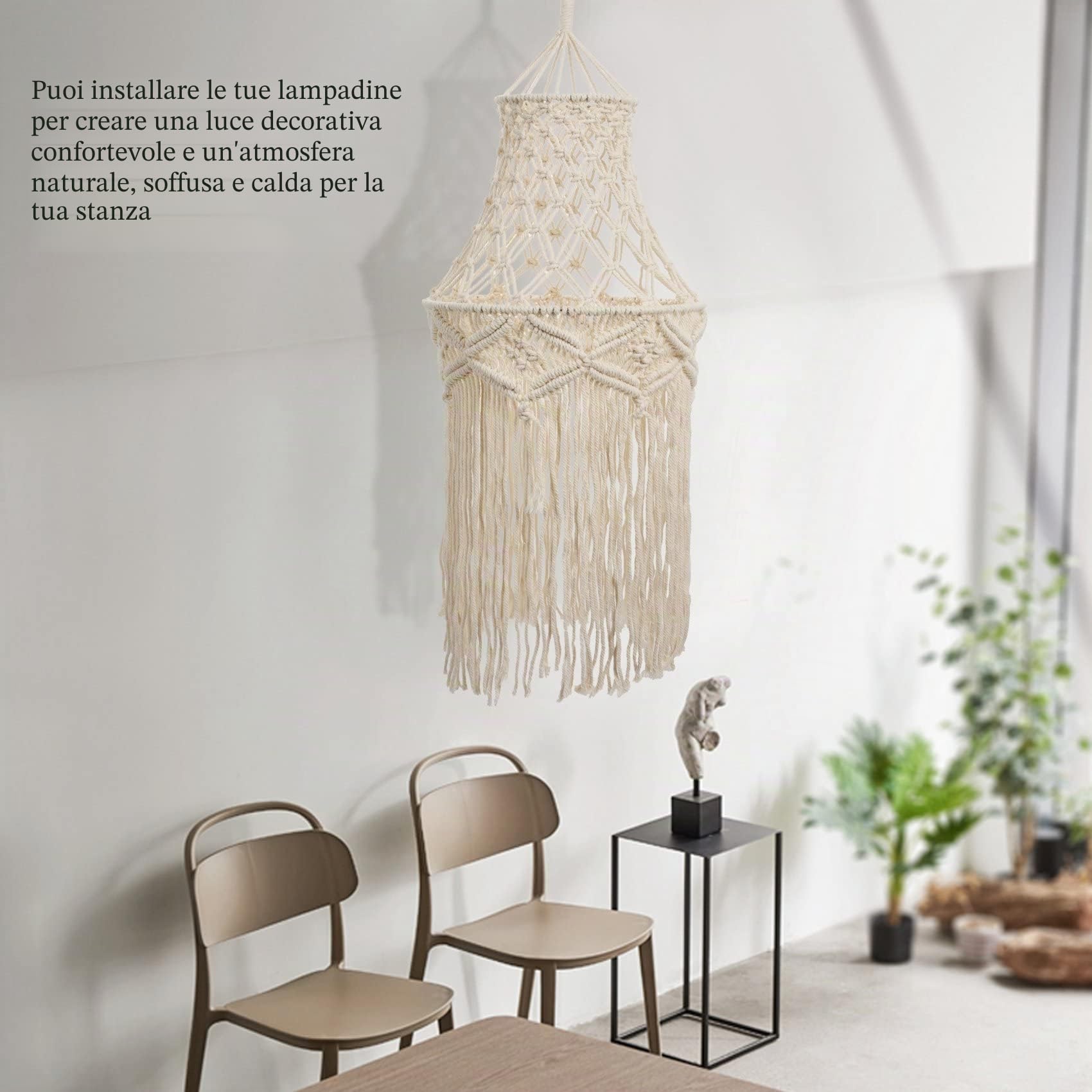 Jevina Paralume macramè a pendolo moderno per camera da letto, soggiorno, camera da letto, dormitorio bohémien