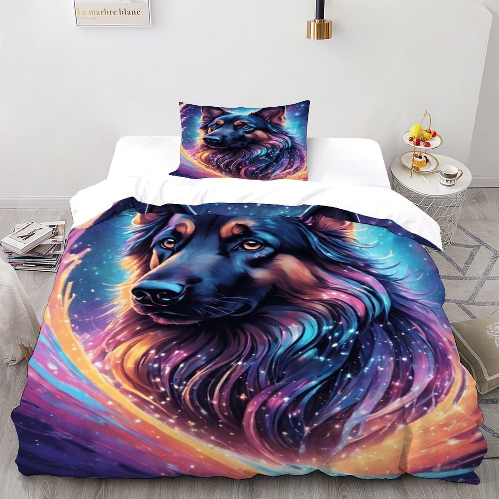 Housse de couette 2 pièces themes animaux domestiques single 135x200 pour lit adulte et enfant
