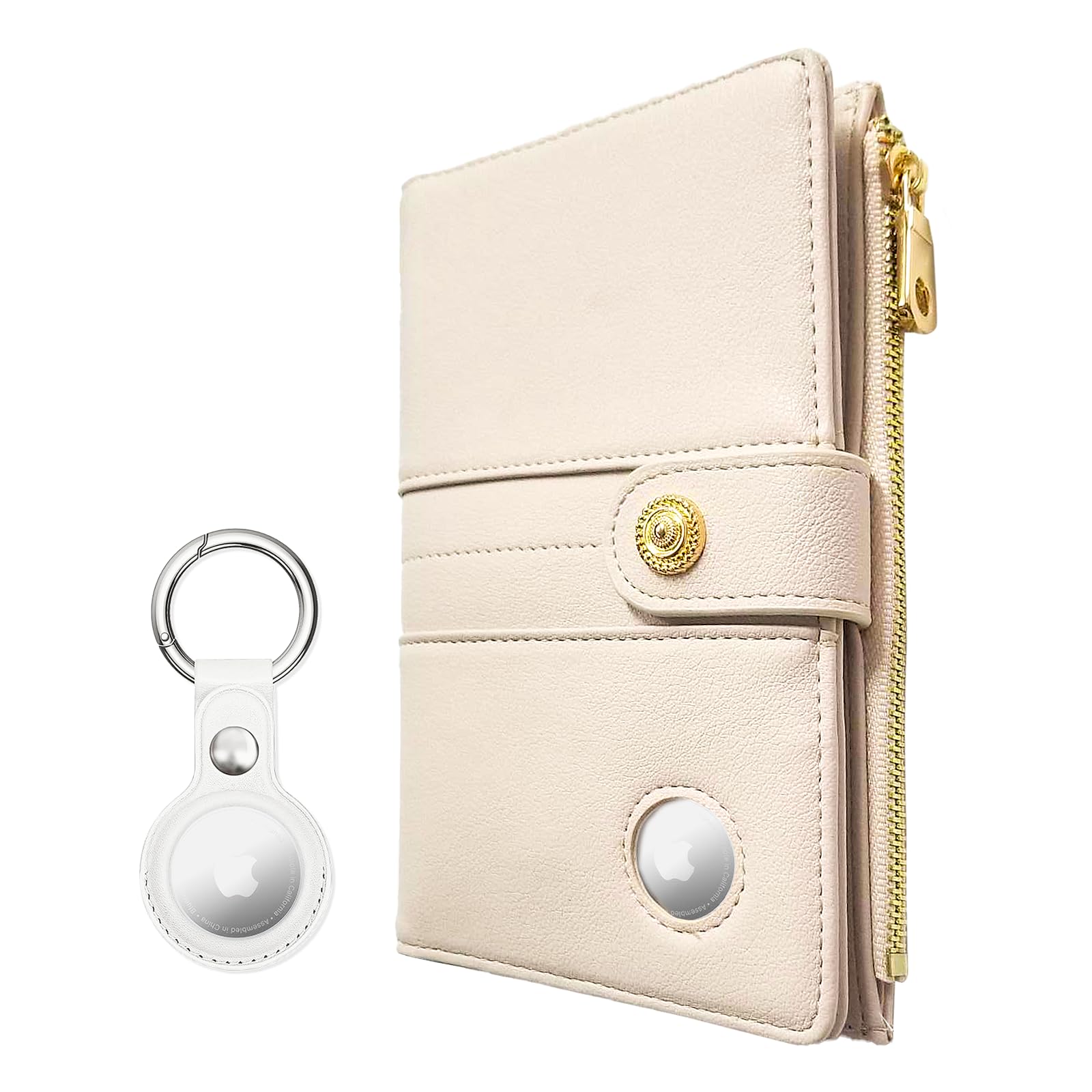 elzama Passport Holder with Airtag Slot for Travel Women, RFID Passport Wallet with Airtag Holder, Zipper Pocket Card Slots Pen Holder & Airtags