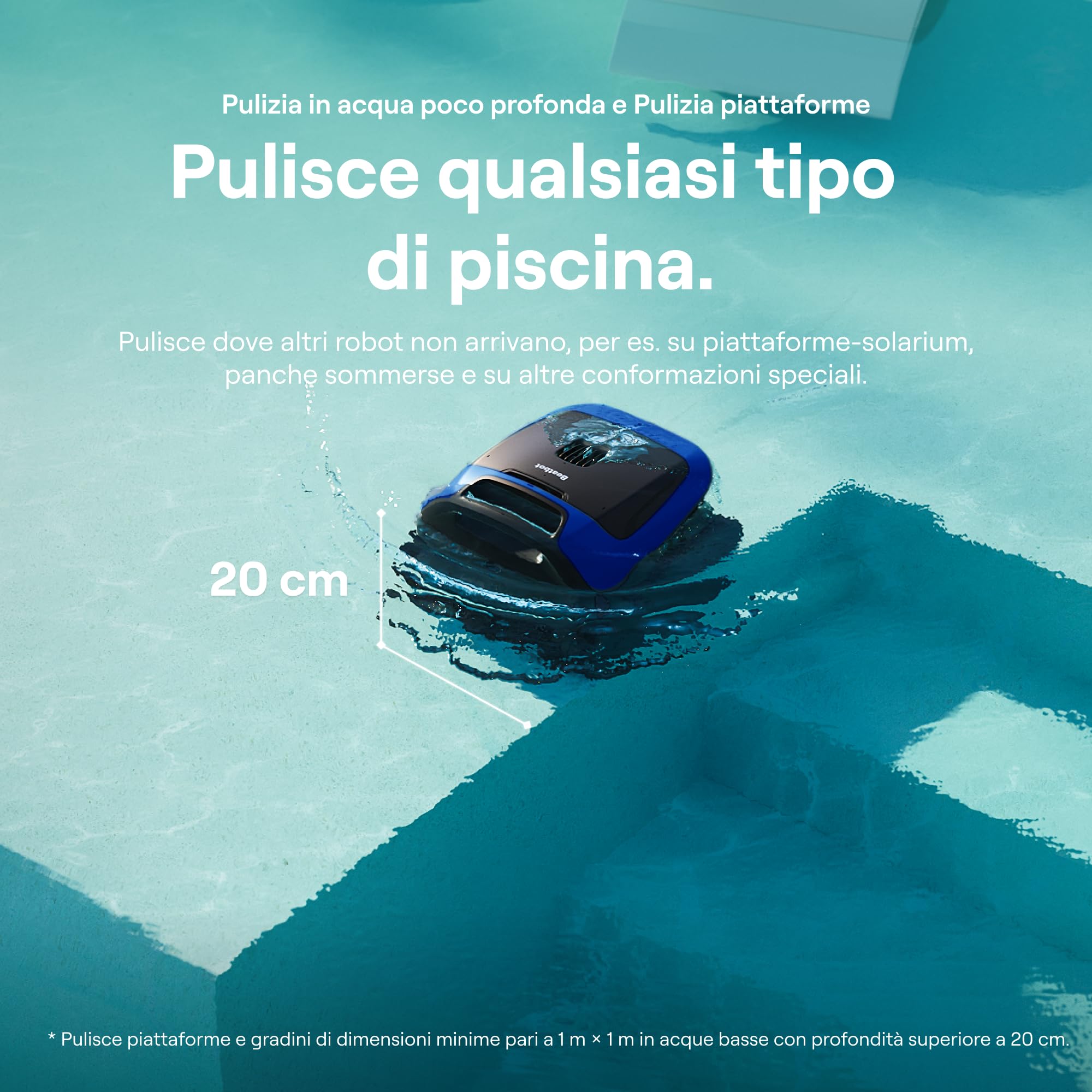 Beatbot Sora 30 Robot Piscina pareti e Fondo, Linea d'Acqua,Blu Marino | Pareti e Fondo, Linea d'Acqua,Piattaforme,Robot Piscina Senza Fili,Parcheggio in Superficie, App, Filtrazione ultrafine, 5L