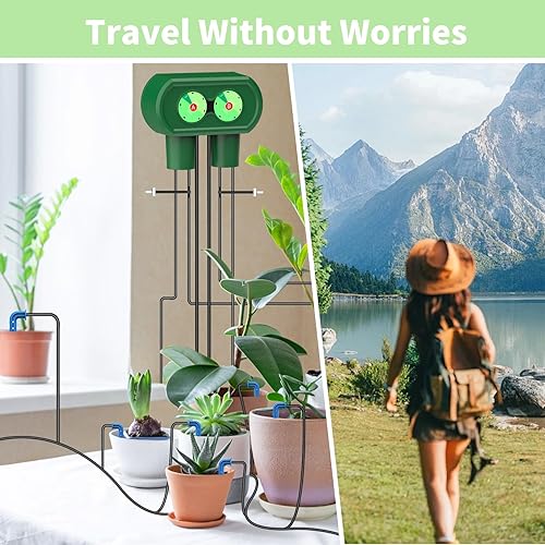 Miniatura 6 de Kit de riego por goteo automático solar, dispositivo de riego fácil de bricolaje compatible con 30 plantas de macetas, kit de riego por goteo de