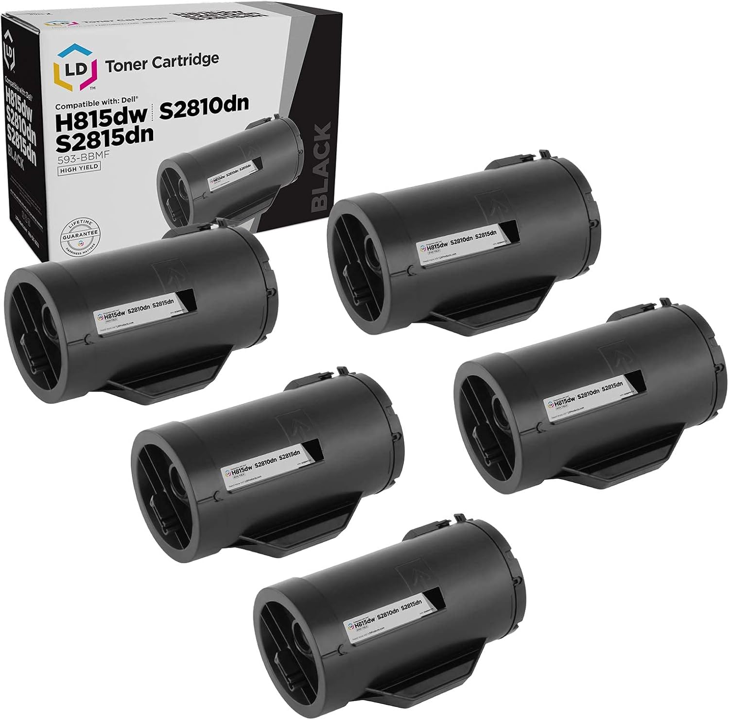 LD Products Compatible Toner Cartridge Replacement for Dell 593-BBMF 47GMH High Yield (Black, 5-Pack) Compatible with Dell Laser H815dw S2810dn S2815dn