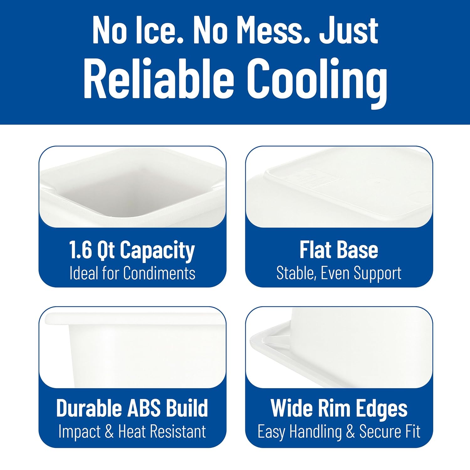 CFS CM110402 Coldmaster ABS Standard Sixth-Size Food Pan, 1.6 qt. Capacity, 6.84" x 6.25" x 5.91", White