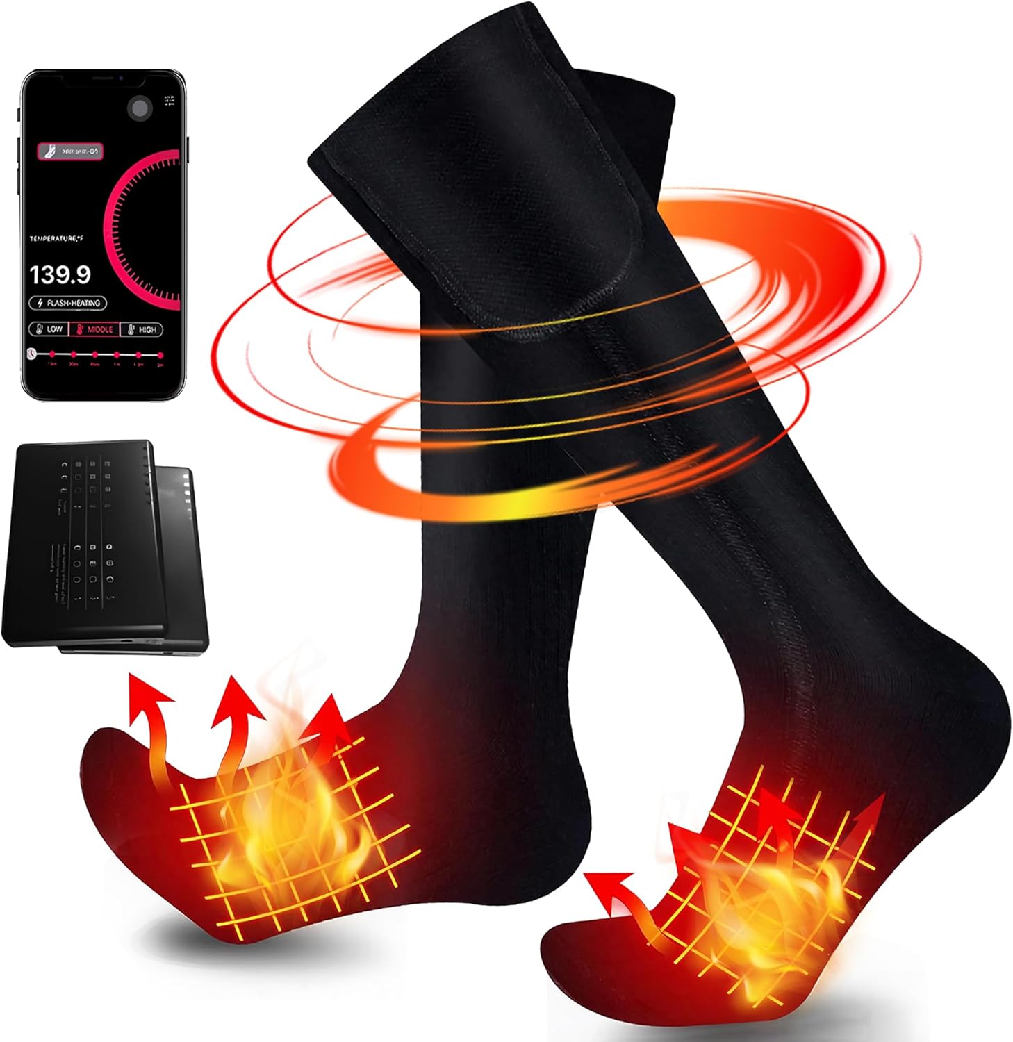 Heated Socks for Men Women, 6000mAh Rechargeable Heated