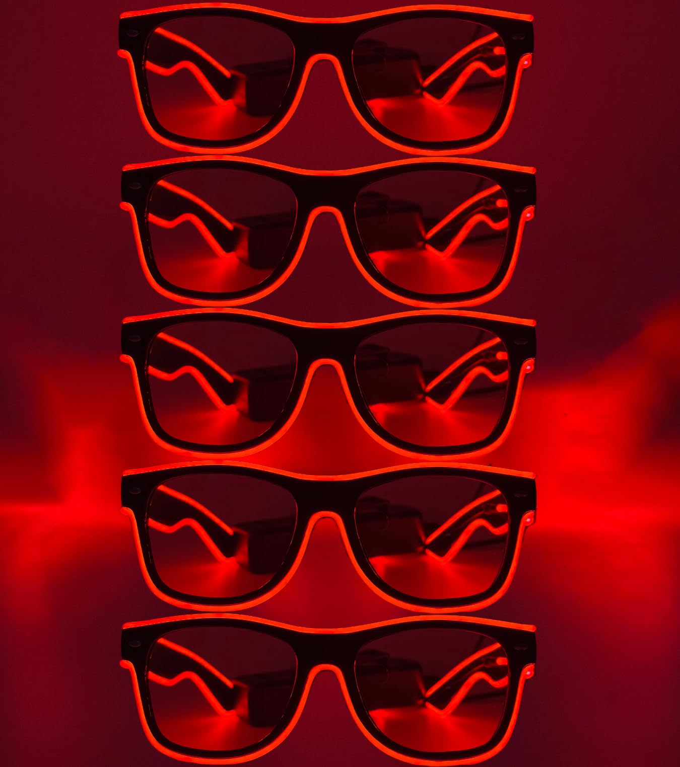 NIWWIN LED Glasses, Cyberpunk LED Glasses, Flexible Wire Neon Glasses, Flashing LED Sunglasses Costumes for Cosplay, Bar, Club, Party Glasses, Gift, Party Gadgets, EDM, Halloween (5, Red)