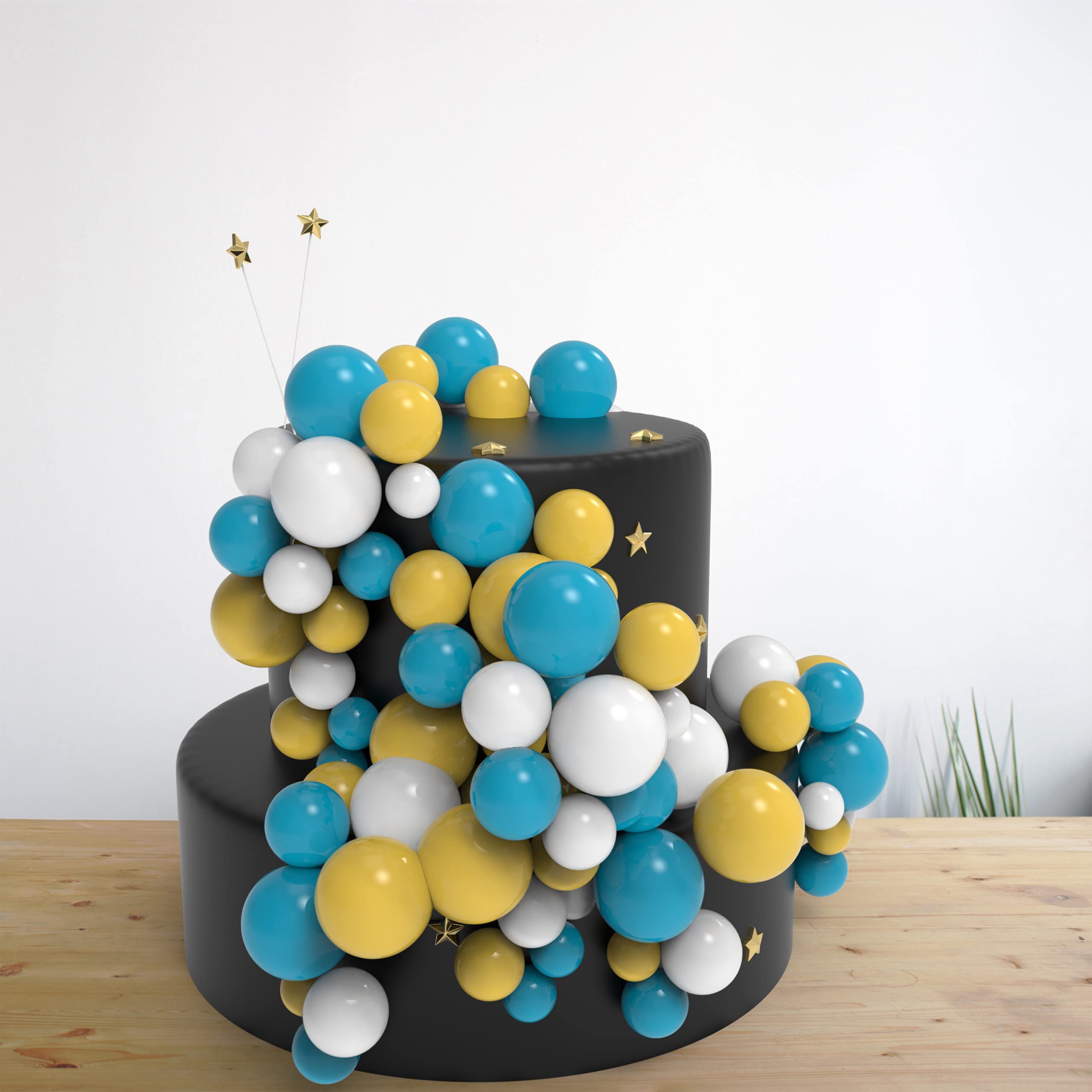 Lot De 54 Boules Multicolores Pour Décoration De Gâteau De Mariage, Saint- Valentin, Fête D'anniversaire De Mariage, Saint-Valentin, Fête D' Anniversaire (bleu