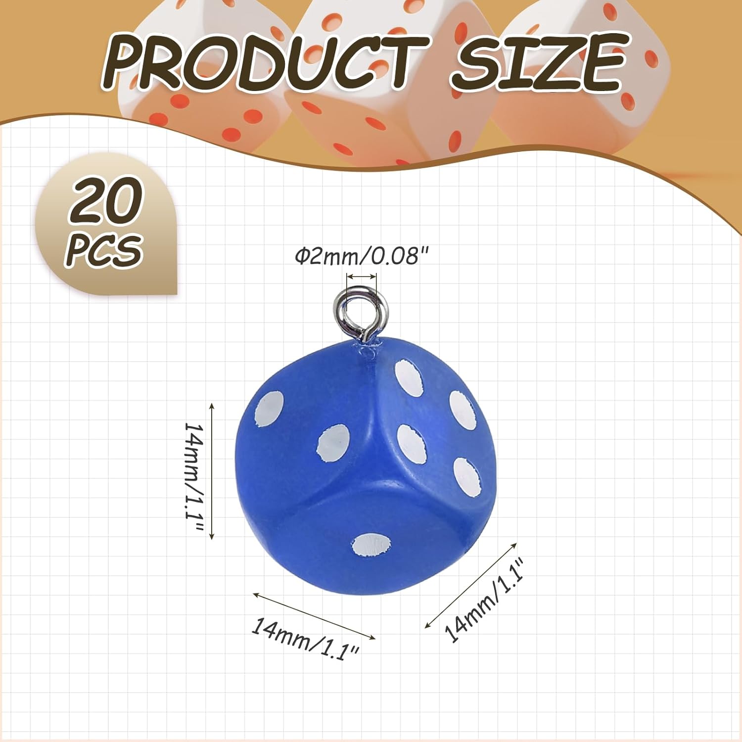 MECCANIXITY Dice Beads Charm 3D Cube Acrylic Dice Charm Pendant Fun Beads for Jewelry Making - Image 2