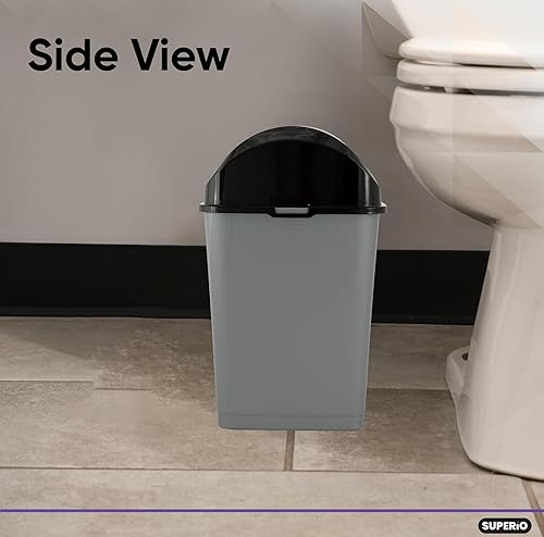 Miniatura 6 de Superio - Bote de basura de plástico pequeño de 25 galones con tapa superior abatible contenedor de basura para debajo del escritorio oficina