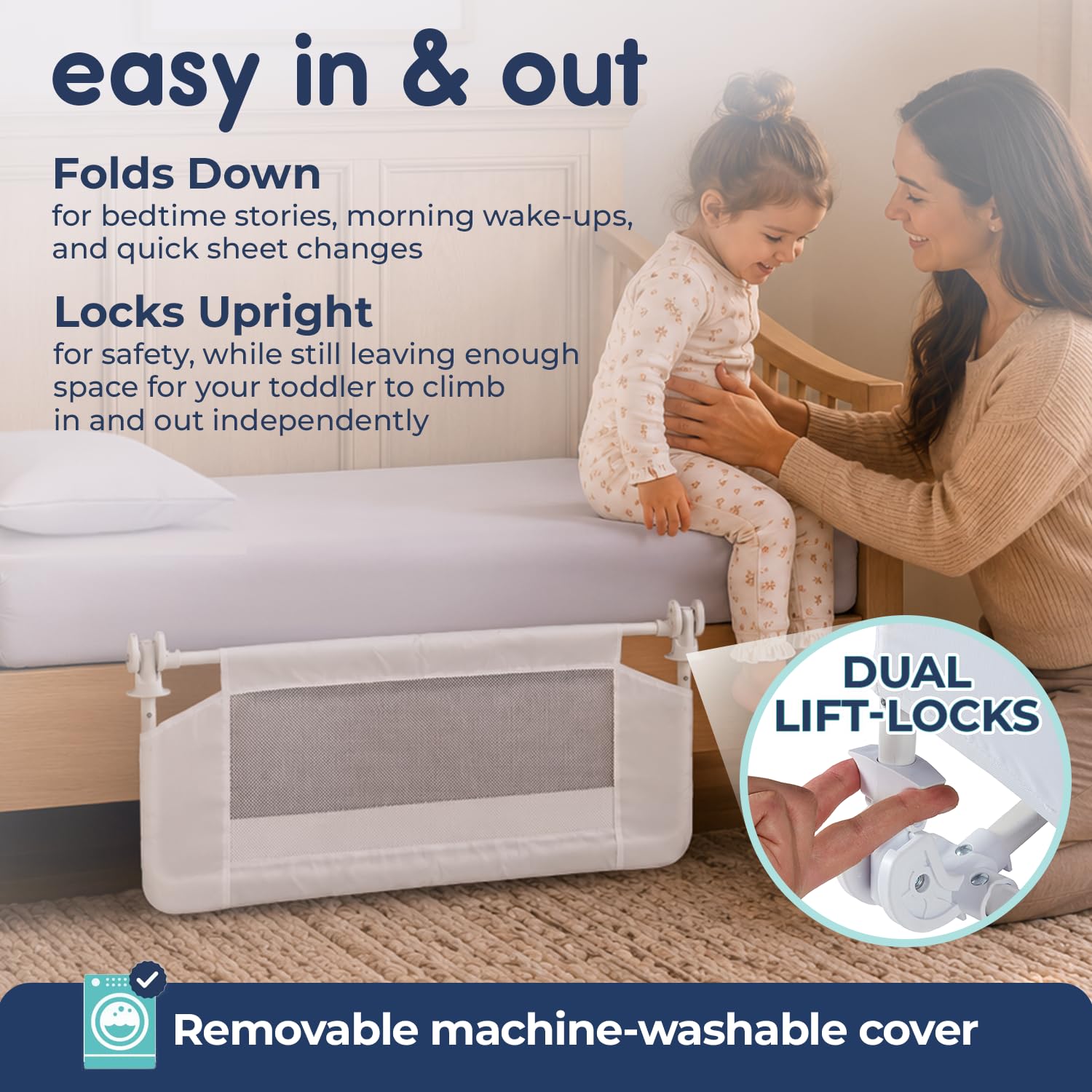 Toddler Crib Rail - Safe & Secure Bed Rail Guard -5
