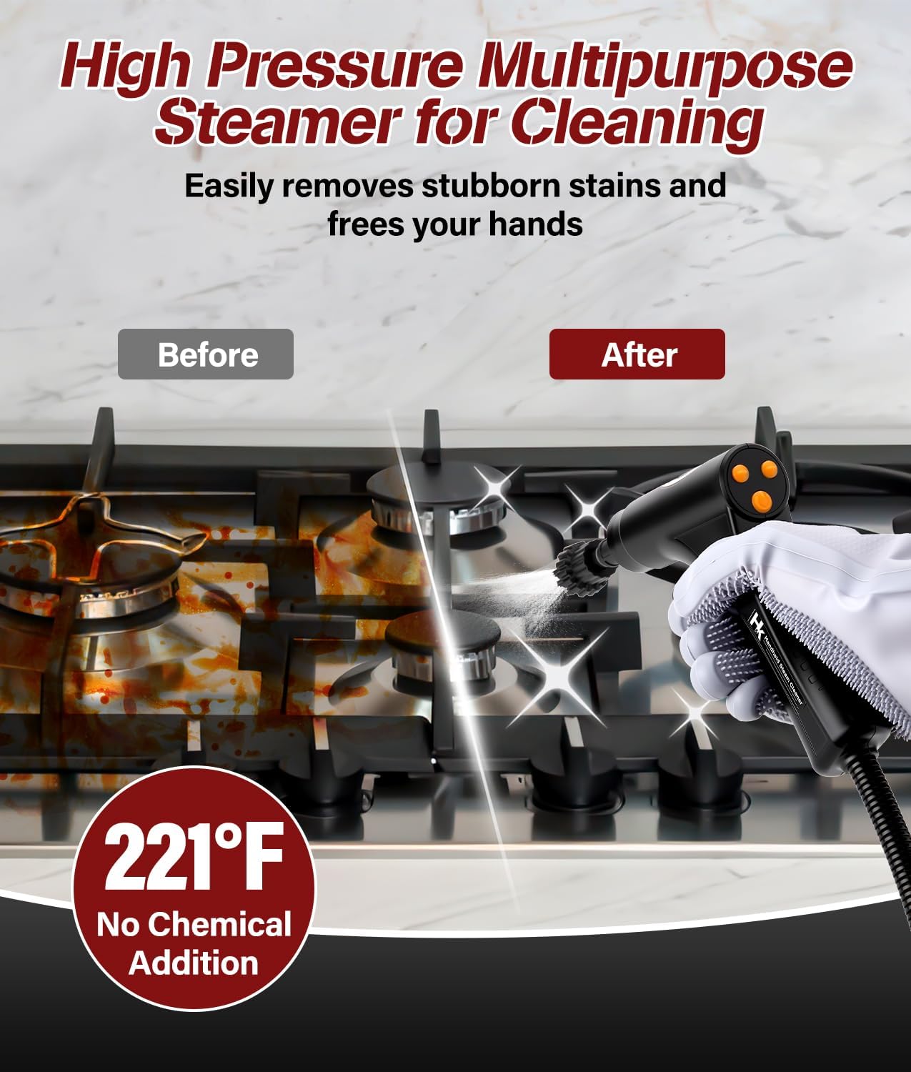 2026 Upgraded Steam Cleaner,10s Heat-Up,1.2L Tank, 6-Level Adjustable Handle,1500W Steamer for Cleaning, Portable Steamer for Cleaning with 20PCS Accessories, Steam Cleaner for Home,Car,Dirt
