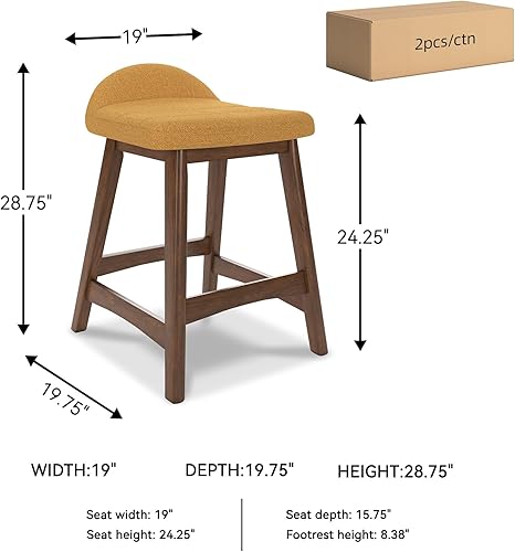Miniatura 3 de Signature Design by Ashley Lyncott - Taburete de bar tapizado contemporáneo de 28.5 pulgadas de altura de mostrador con cojín de espuma, 2 unidades,