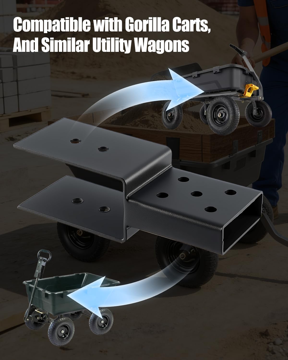 Garden cart Sidewall Attachments Fits for Gorilla Cart 7 12 Cu Ft, Heavy Duty Metal Side Extension, Expands Hauling Capacity, Prevents Spillage of Soil Mulch, Easy Install Utility Wagon Accessory