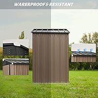 Vista 5 de Cobertizo de almacenamiento para exteriores de 6 x 4 pies, cobertizo de metal para exteriores con puertas y rejillas de ventilación, cobertizo