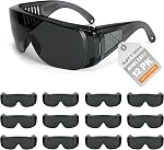 Clear Safety Glasses Over Eyeglasses 12 Pack ANSI Z87.1 Impact Resistant Wide Vision Safety Goggles Fit Over Most Glasses Dust/Chemical Splash Proof Lightweight Protective Eyewear for Men Women