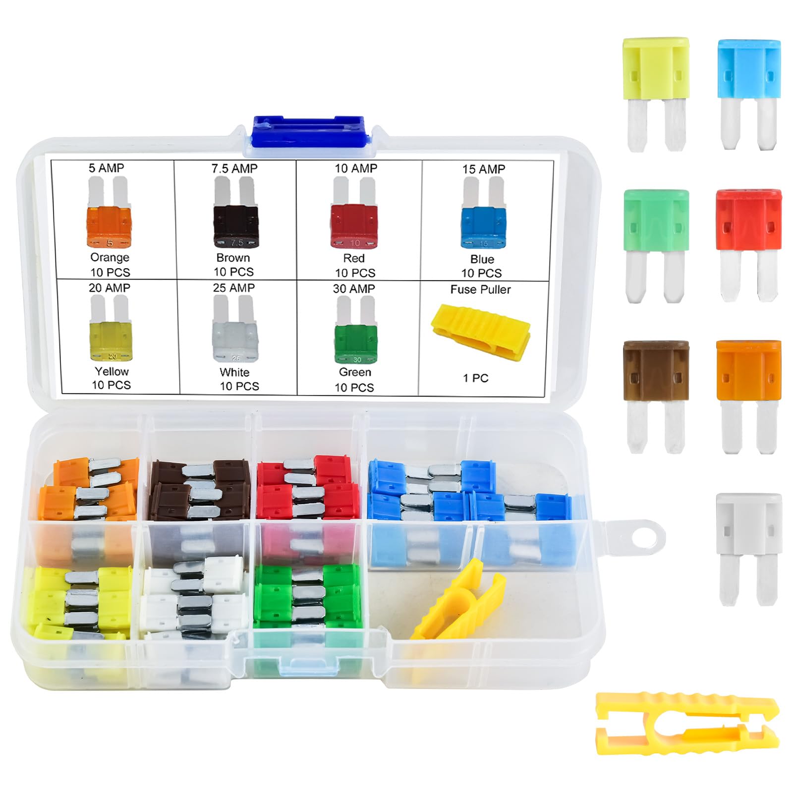 MuHize 70 PCS Micro2 Car Fuses - Upgraded ATR APT Blade Fuse Assortment (5, 7.5, 10,15, 20,25, 30 amp) (2023 New), Automotive Micro 2 Assorted Car Fuse Replacement-image-24