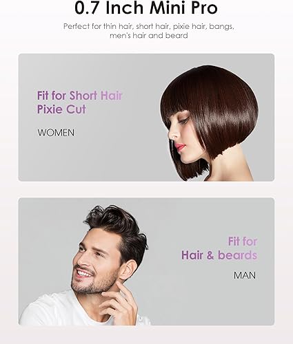 Miniatura 3 de Elilier Mini plancha plana, plancha de pelo pequeña de cerámica de 0.7 pulgadas para rizos de pelo corto, plancha de viaje portátil de doble voltaje