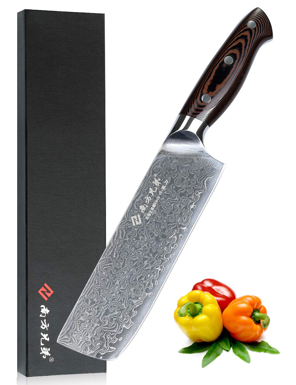 Amazon.com: Chinese Chef Knife 7 Inch Damascus Steel Knife Professional  Super Steel VG10 Comfortable Ergonomic Micarta Handle Very Sharp Kitchen  Knives – Gift Box: Home & Kitchen