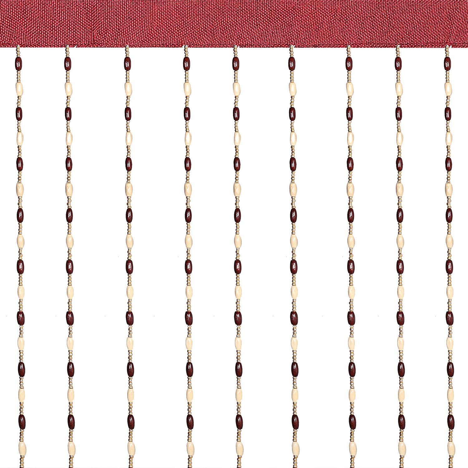 Kuber Industries Wooden Sparkling Beaded String Shear Hanging Door Curtain 7 Feet (Maroon) -CTKTC12748