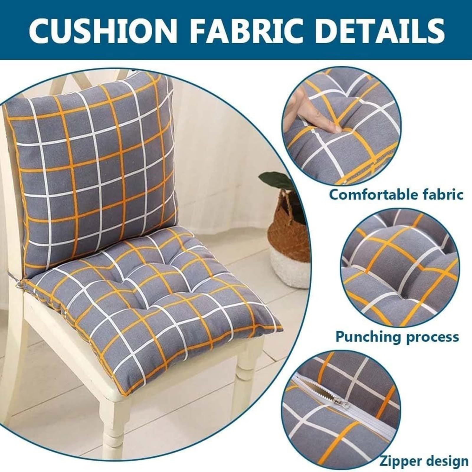 Set di 4/2/1 Cuscini per Sedie con Schienale Cuscino per Sedie Per Interno Ed Esterno con Laccetti Soggiorno Ufficio Cuscino da Interno Esterno Cucina(Style1,40x40cm(4PC))