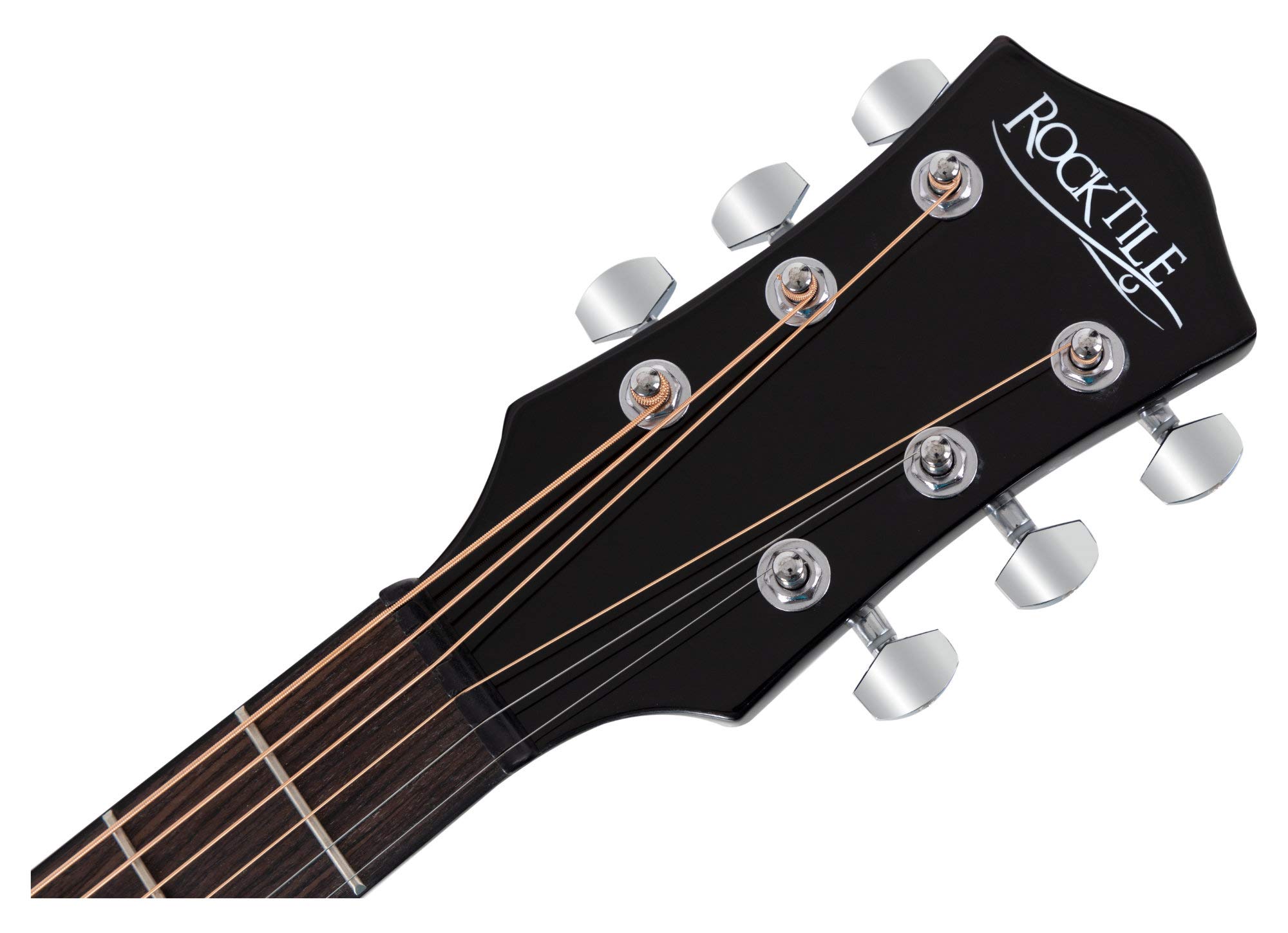 Rocktile D-60CE Westerngitarren Set mit Tonabnehmer - Dreadnought Gitarre - Mit Koffer - Schwarz