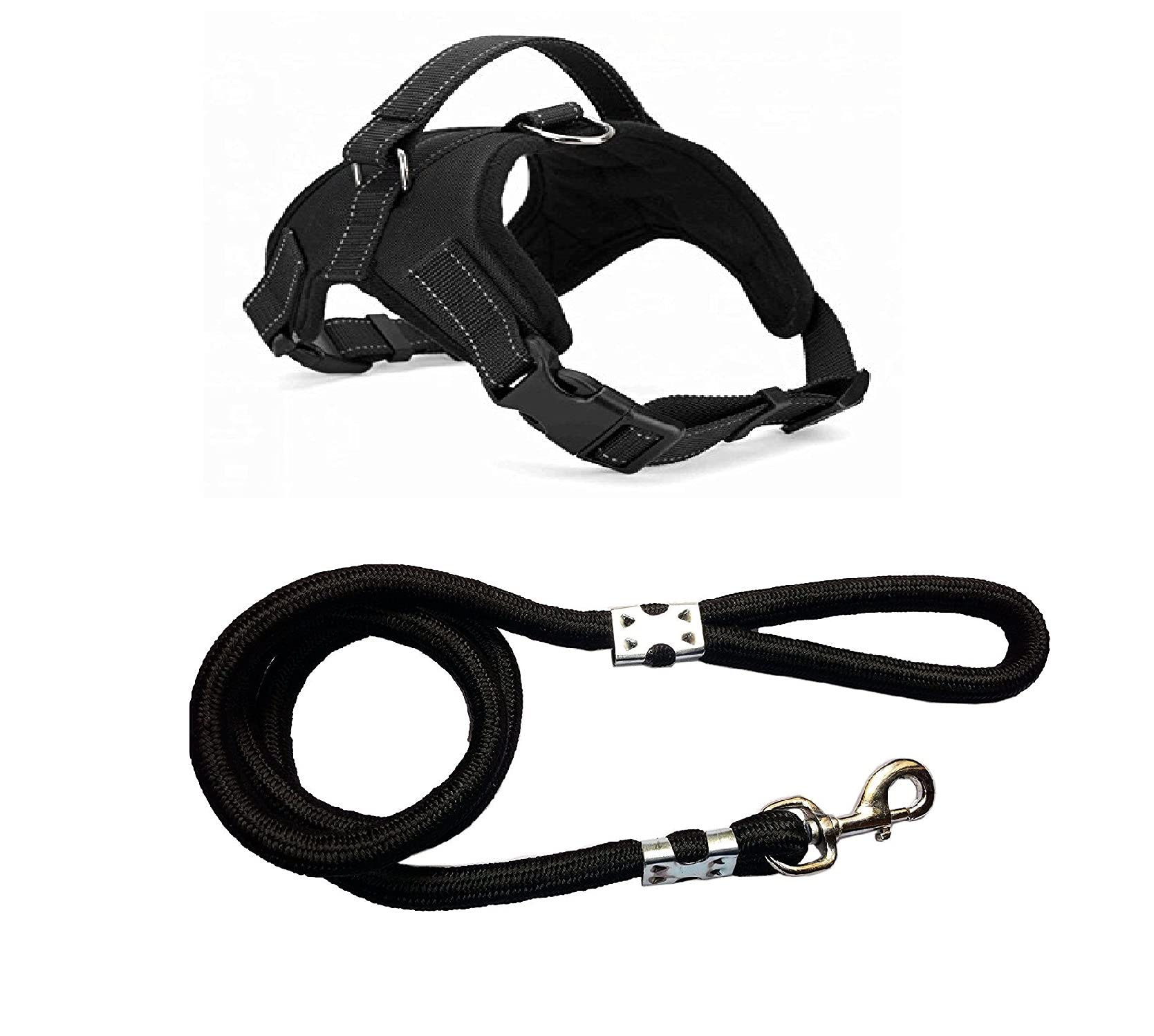 PSK PET MART Dog Belt Combo of Padded & Printed Dog Body Harness Adjustable Neck Strip 23-32 inch & Chest Strip 27-38 inch with Black Lead Specially for Large Breed Dog Harness Leash (B0915Z9VQ9) Amazon Price History, Amazon Price Tracker