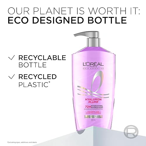 Miniatura 8 de L'Oreal Paris Elvive Hyaluron Plump Hydrating Shampoo for Dehydrated, Dry Hair Infused with Hyaluronic Acid Care Complex, Paraben-Free, 26.5 Fl Oz