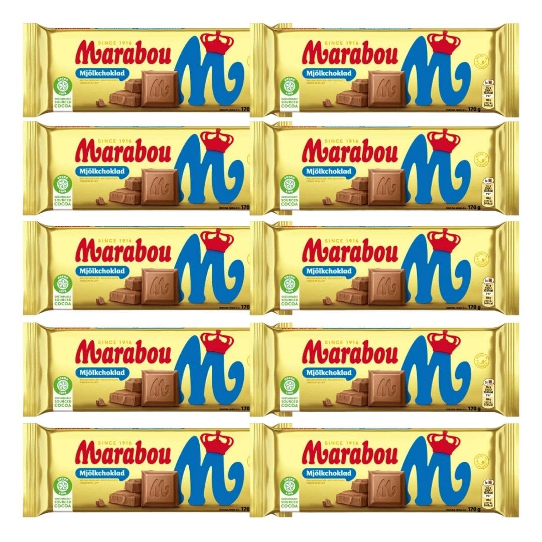 Marabou Mjölk Schokolade 10×170g (1,7 kg) | Schwedische Milchschokolade | Cremig & zartschmelzend | Großpackung | Catering, Büro, Events, Vorrat