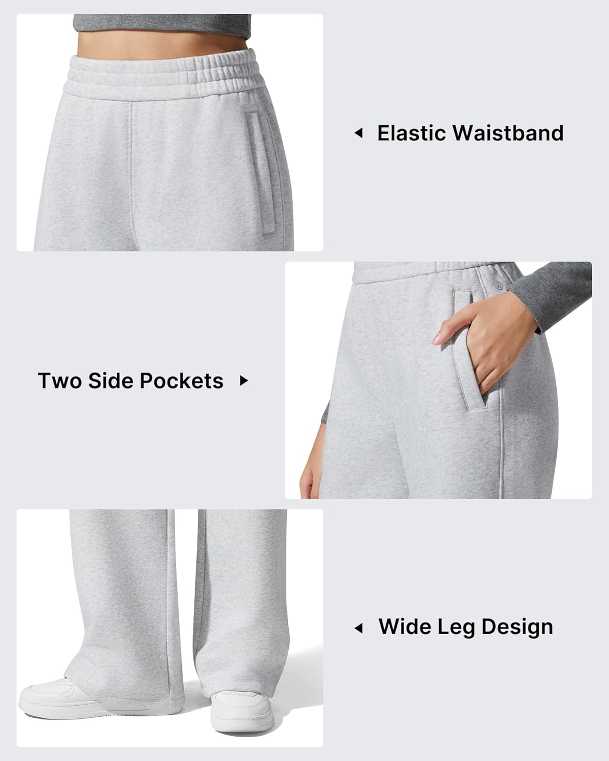 G4Free Flurrylux Cotton Fleece Lined Sweatpants Women Elastic Waist Wide Leg Lounge Pants Warm Winter - Image 5