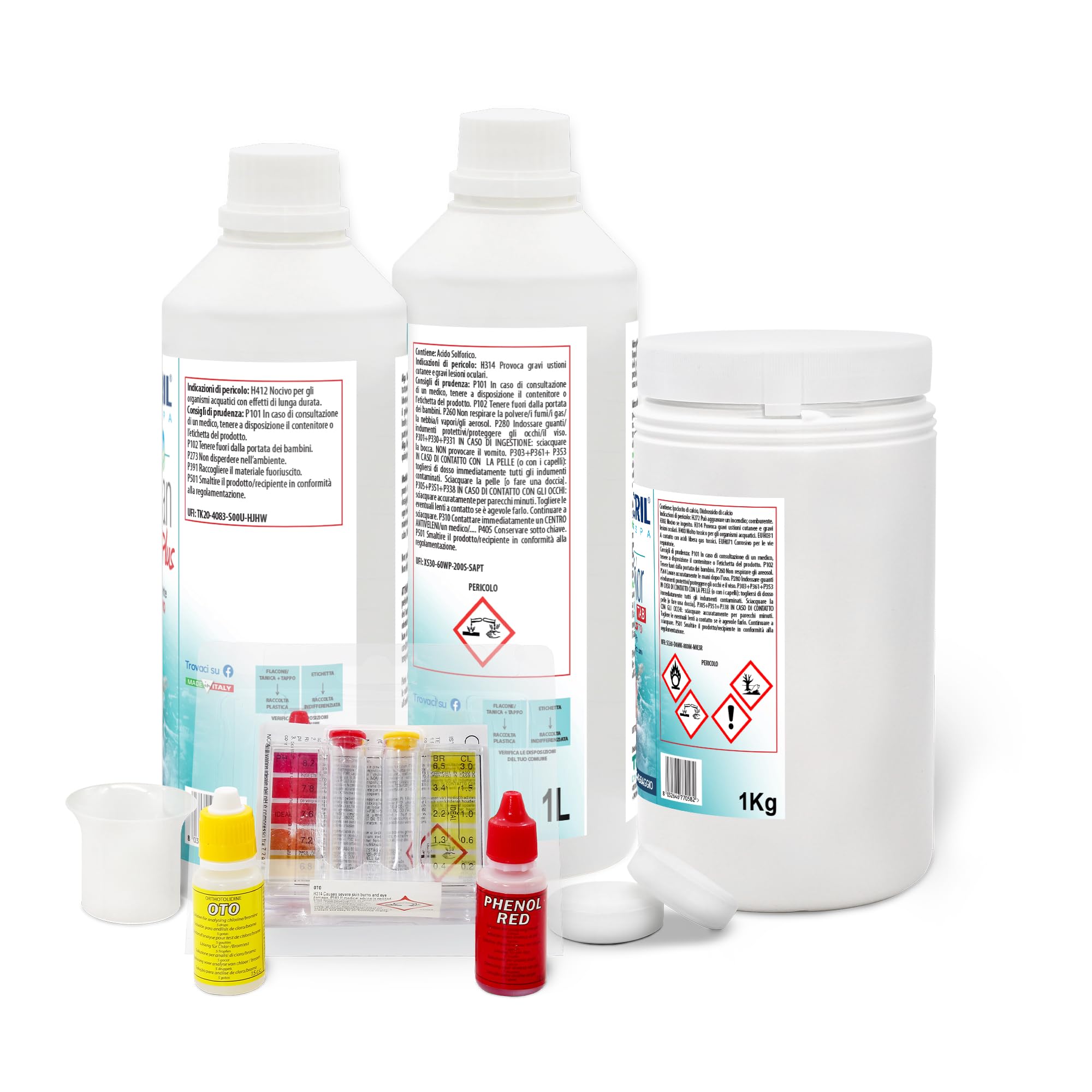 Metacril Starter Kit HypoChlor, Trattamento Acqua con Calcio Ipoclorito 3KG | Set di Prodottti per Piscina e Spa Idromassaggio di Tutte le Marche, a Base di Calcio Ipoclorito in pastiglie da 7 gr