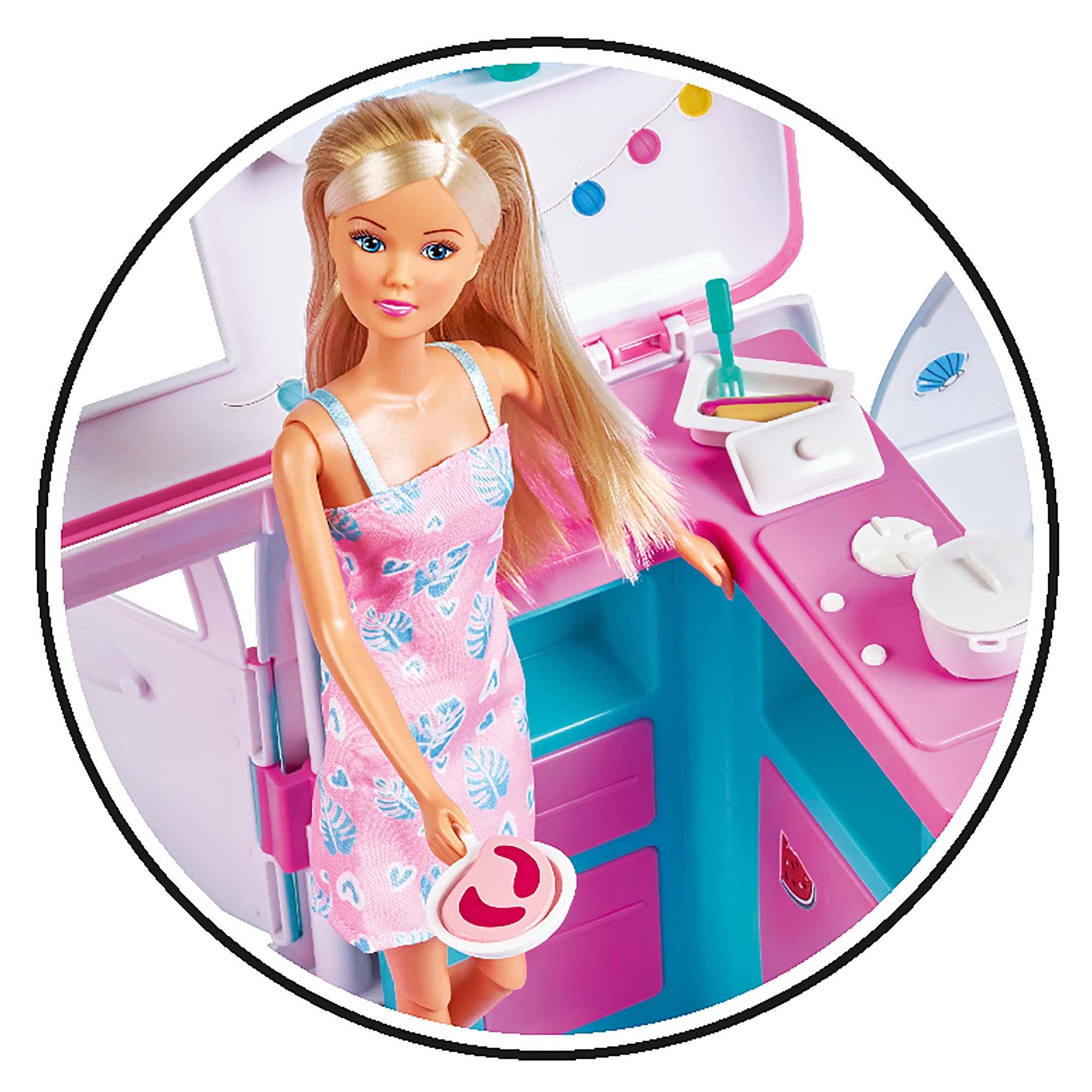Lalka modelka 29cm Steffi love i jej rozkładany kamper