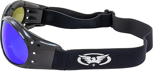 Miniatura 3 de Global Vision Eliminator - Gafas acolchadas para motocross, 2 pares, marco negro, lente de espejo rojo y lente de espejo azul
