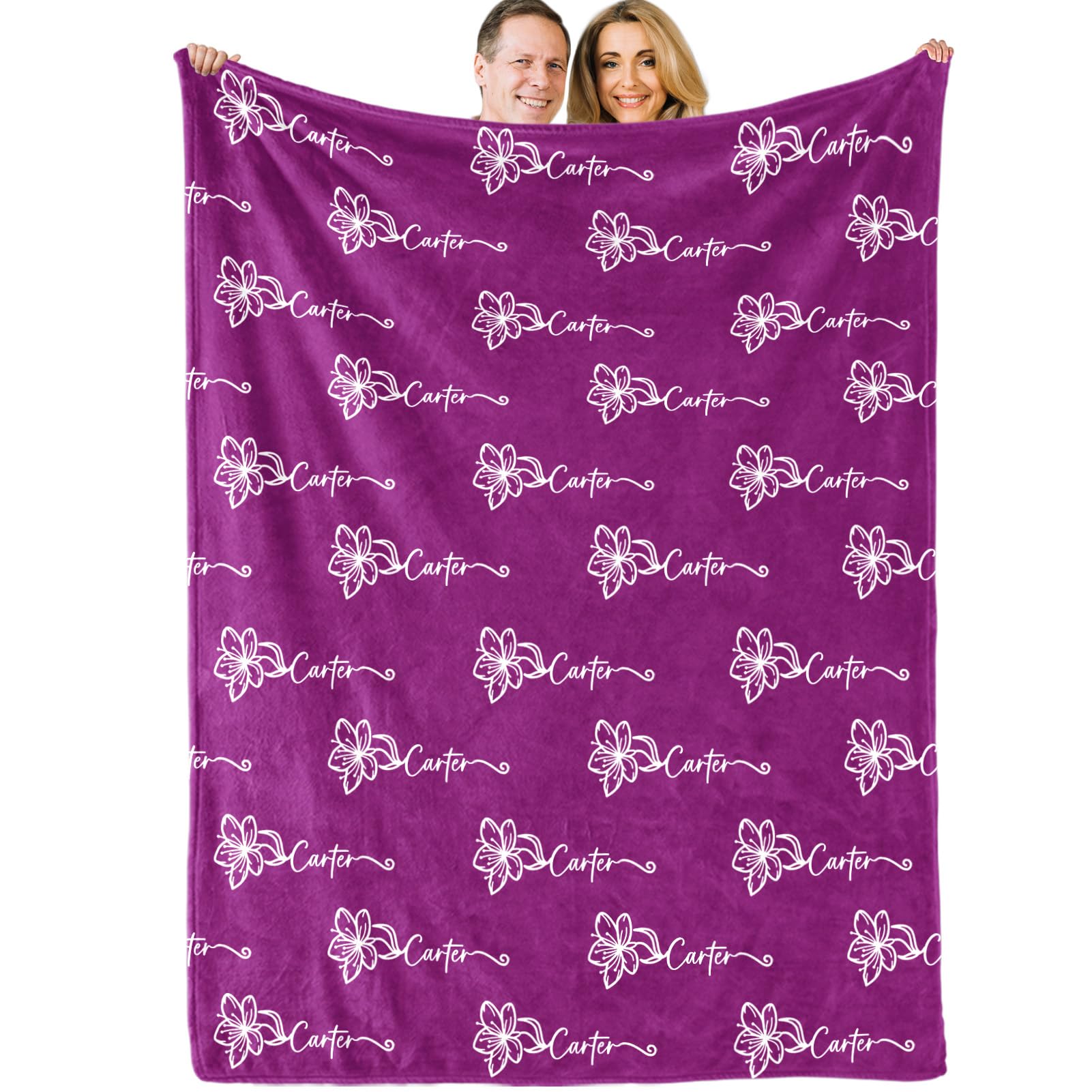 CusCosCes Ships Next Day, Birthday Gift Blanket for Family, Personalized Blanket with Name and Birthday Month Flower for Kids,Customized Name Blanket for Birthday Christmas (30