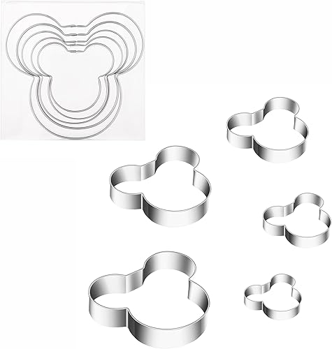 Cortadores de galletas de ratón para niños, cortadores de sándwiches de acero inoxidable, moldes de galletas para niños, 5 cortadores resistentes