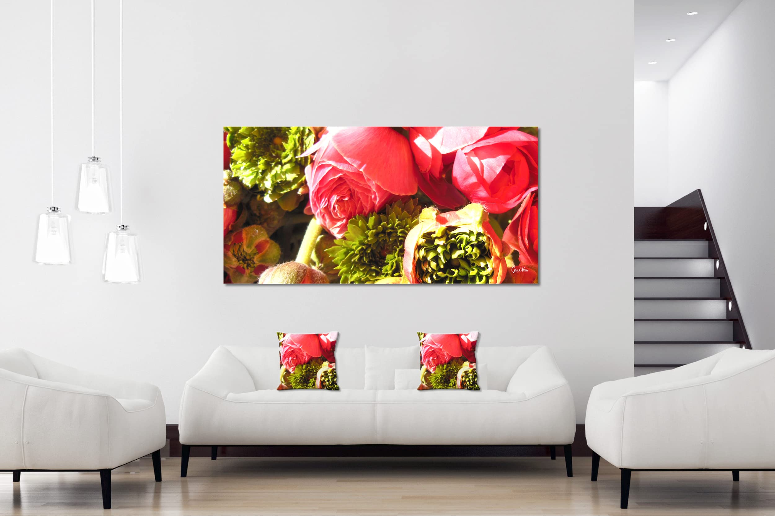 Pfingstrosen - Foto-Kissen-Hülle Set (2 STK.) 40 x 40 cm | Kissen-Bezüge - passend zu Wandbild - Deko-Kissen - Rose Blume Blüte Natur Garten