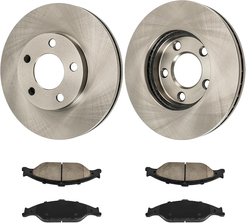 Kit de freio dianteiro KAC com discos e pastilhas cerâmicas para Ford Mustang 1999-2004 – 2 discos e 4 pastilhas