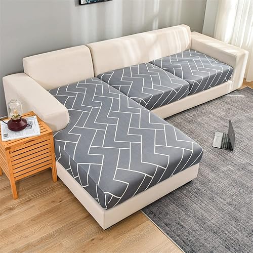 Forros para Muebles Sofás, fundas elásticas para sofá, fundas de sofá de líneas geométricas blancas para sofá seccional en forma de L, funda de sofá