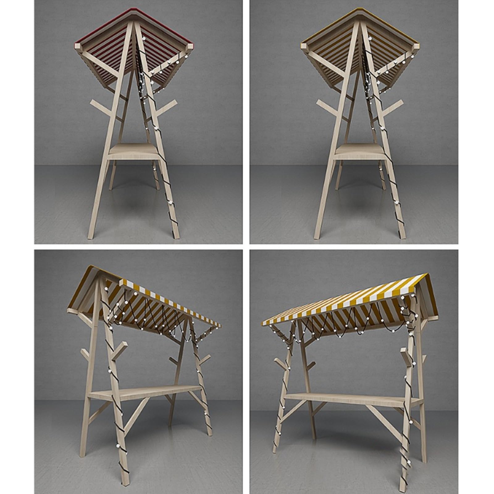 Carro De Vendedor Con Estructura De Madera, Puesto De Venta Plegable Al Aire Libre, Adecuado For Vendedores Ambulantes,Mostradores De Exhibición De Mercado(Red)