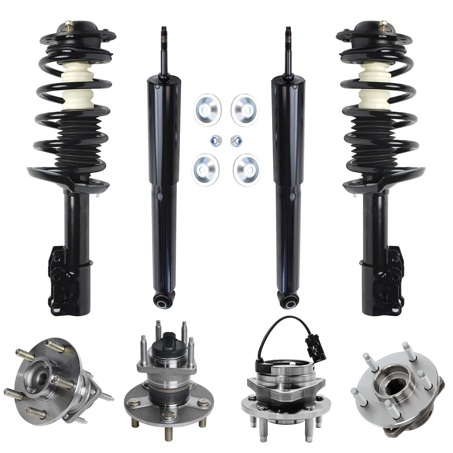 Detroit Axle - 8pc Wheel Bearing Hubs Kit for 2004-2012 Chevy Malibu