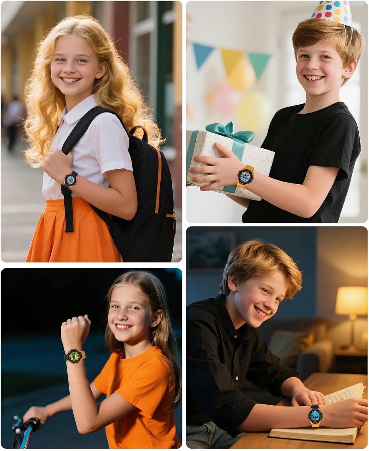 Kids Digital Watch for Boys Girls,2 Interchangeable Silicone Straps, 50M Waterproof & Shockproof Sports Watch with 7-Color LED Backlight, Alarm, Stopwatch, Calendar (Ages 5-18) - Image 8