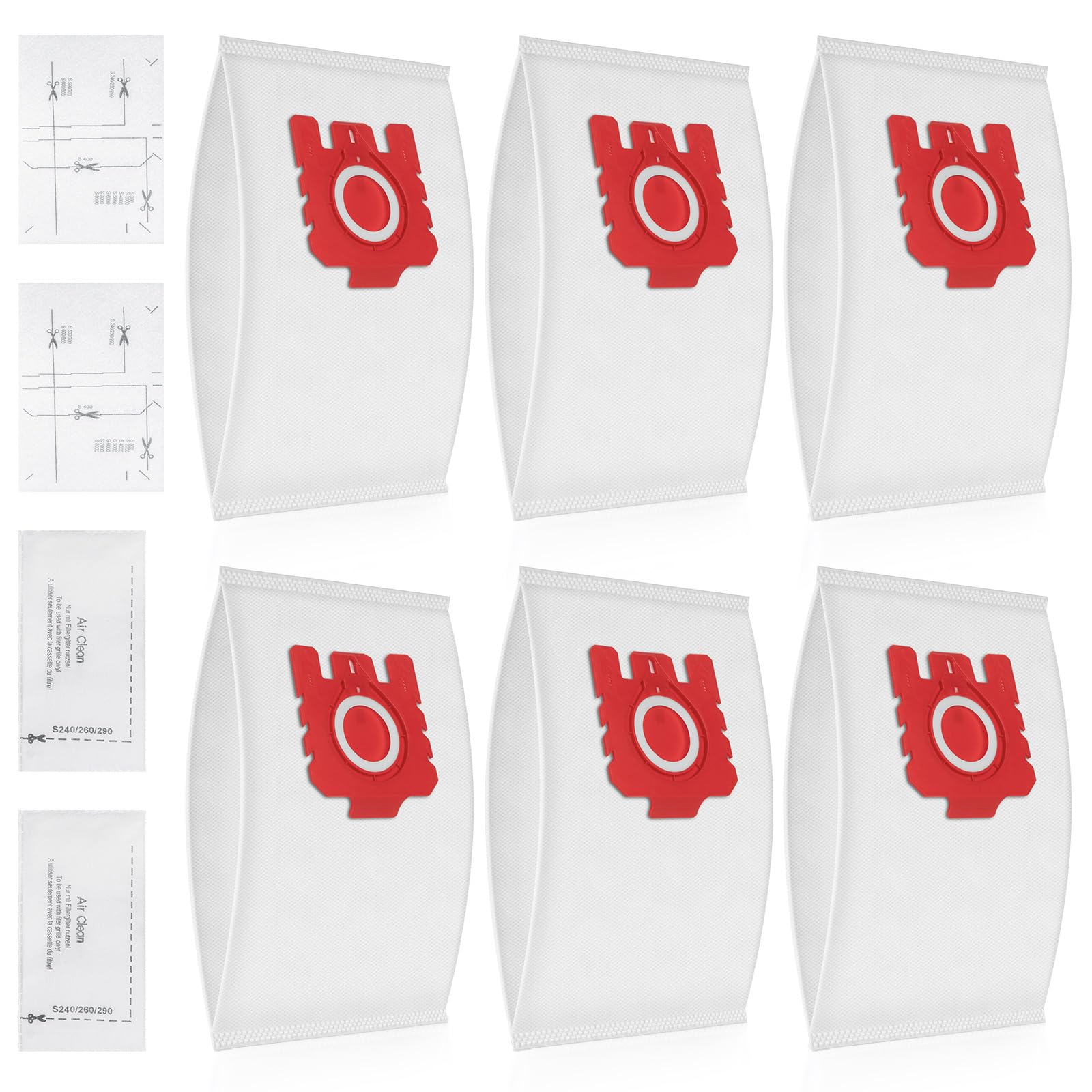 6 Stück 3D Staubsaugerbeutel für Miele FJM Staubsauger S2 S3 S4 S5 S6 S7 | für Complete C1 Compact C1 C2 S24 S256i S290 S299 S300i S399 S500 S578 S700 S799 S4 S6 Series, mit 2 MotorFilter und 2 Abluft